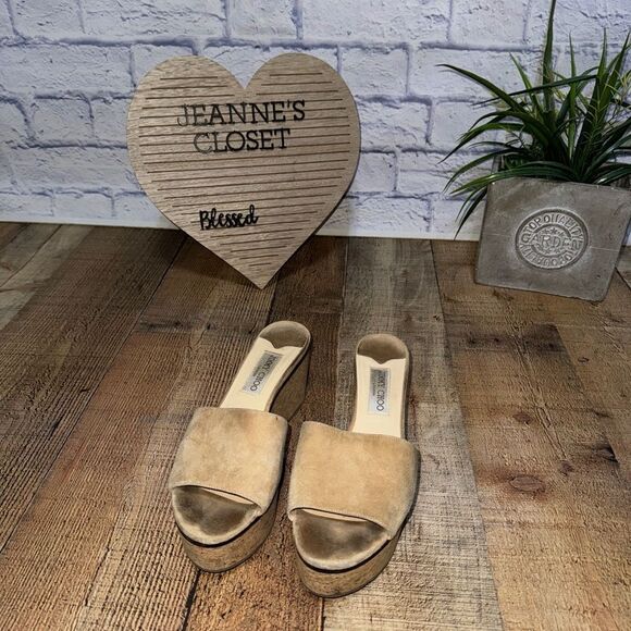 Jimmy choo suede cork wedges 39.5 - Picture 10 of 15